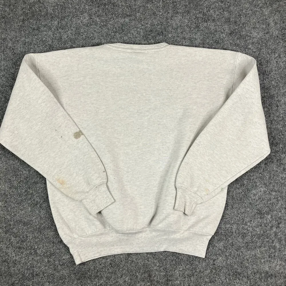 American Knitwear Sweatshirt Mens XL Gray DC Graphic Crewneck Paint Stains‎